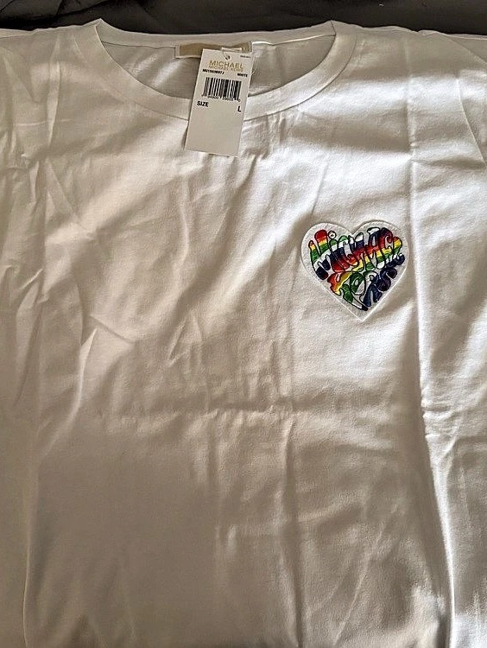 NWT Michael Kors PRIDE Rainbow Badge Organic Cotton T-Shirt